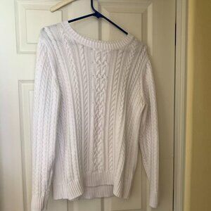 White cotton cable knit sweater